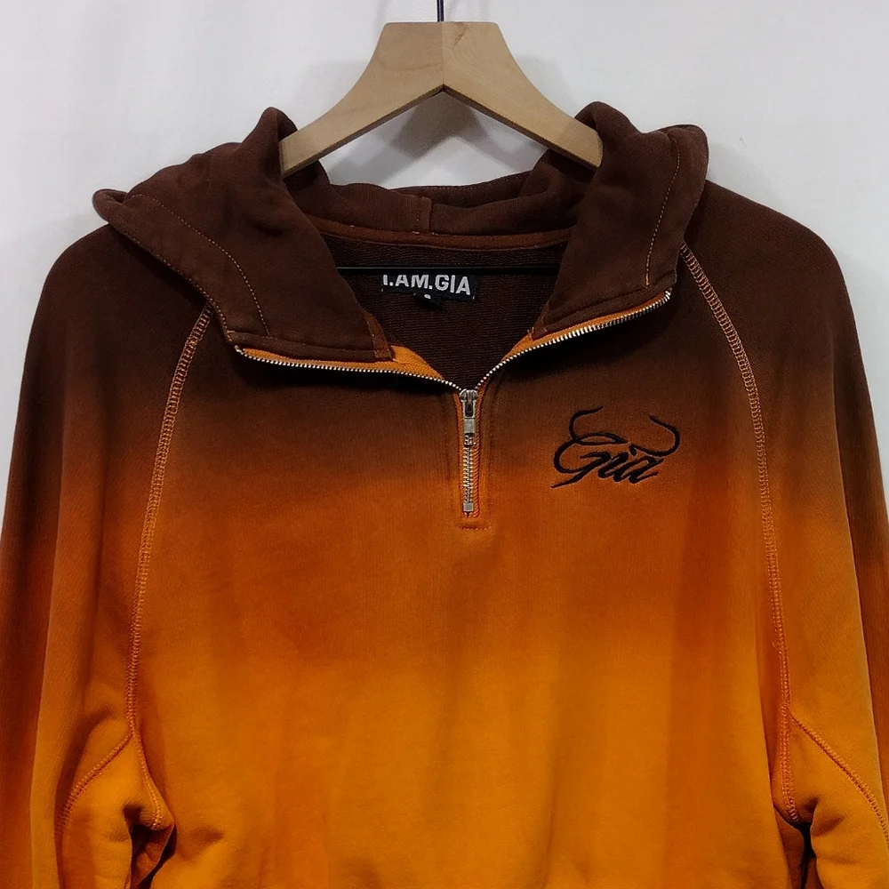 I.AM.GIA Ariana Ombre Hoodie Women S Orange Casual Retro 90s Y2K Boho Streetwear - Picture 3 of 8